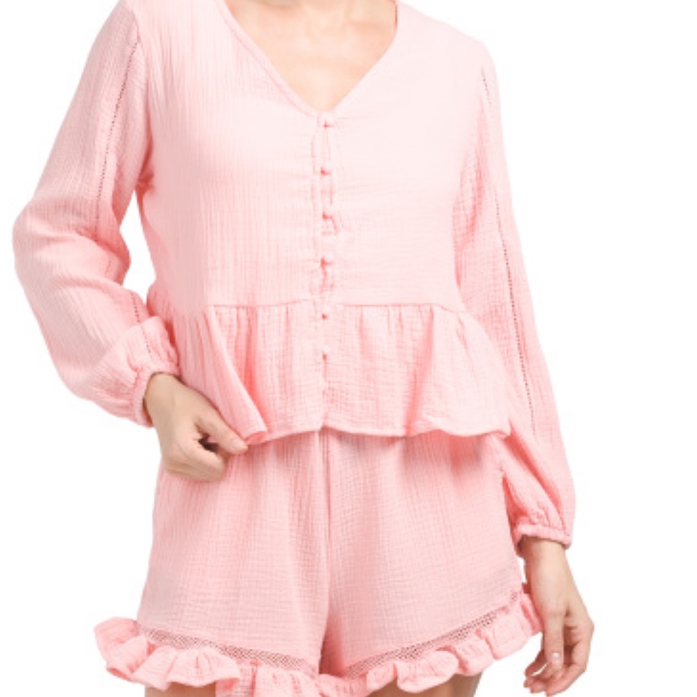 KAKTUS Gauze Flutter Long Sleeve Top